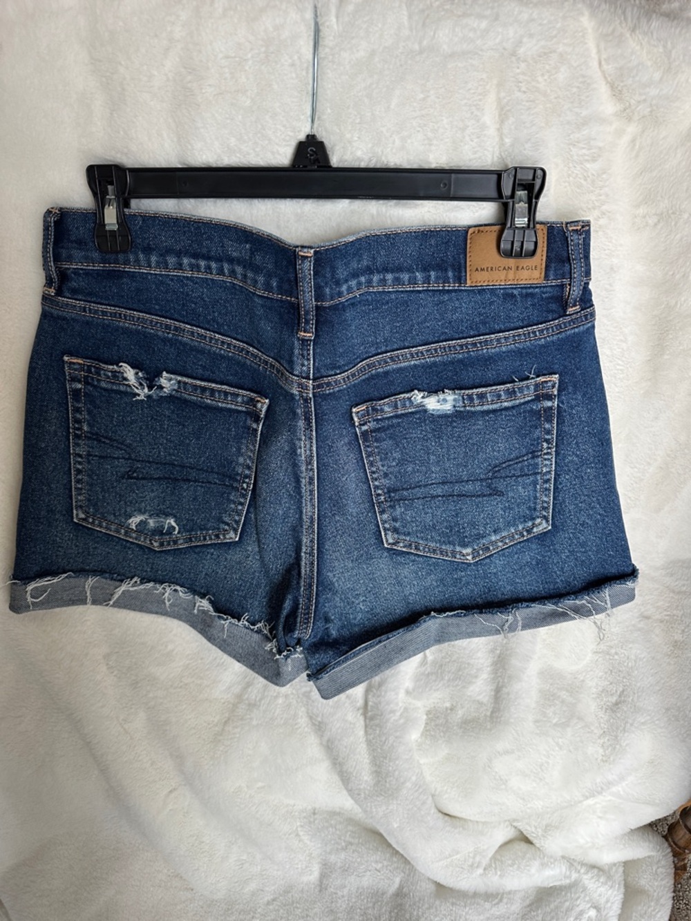 American Eagle Outfitters Dark Indigo Distressed Jean Shorts